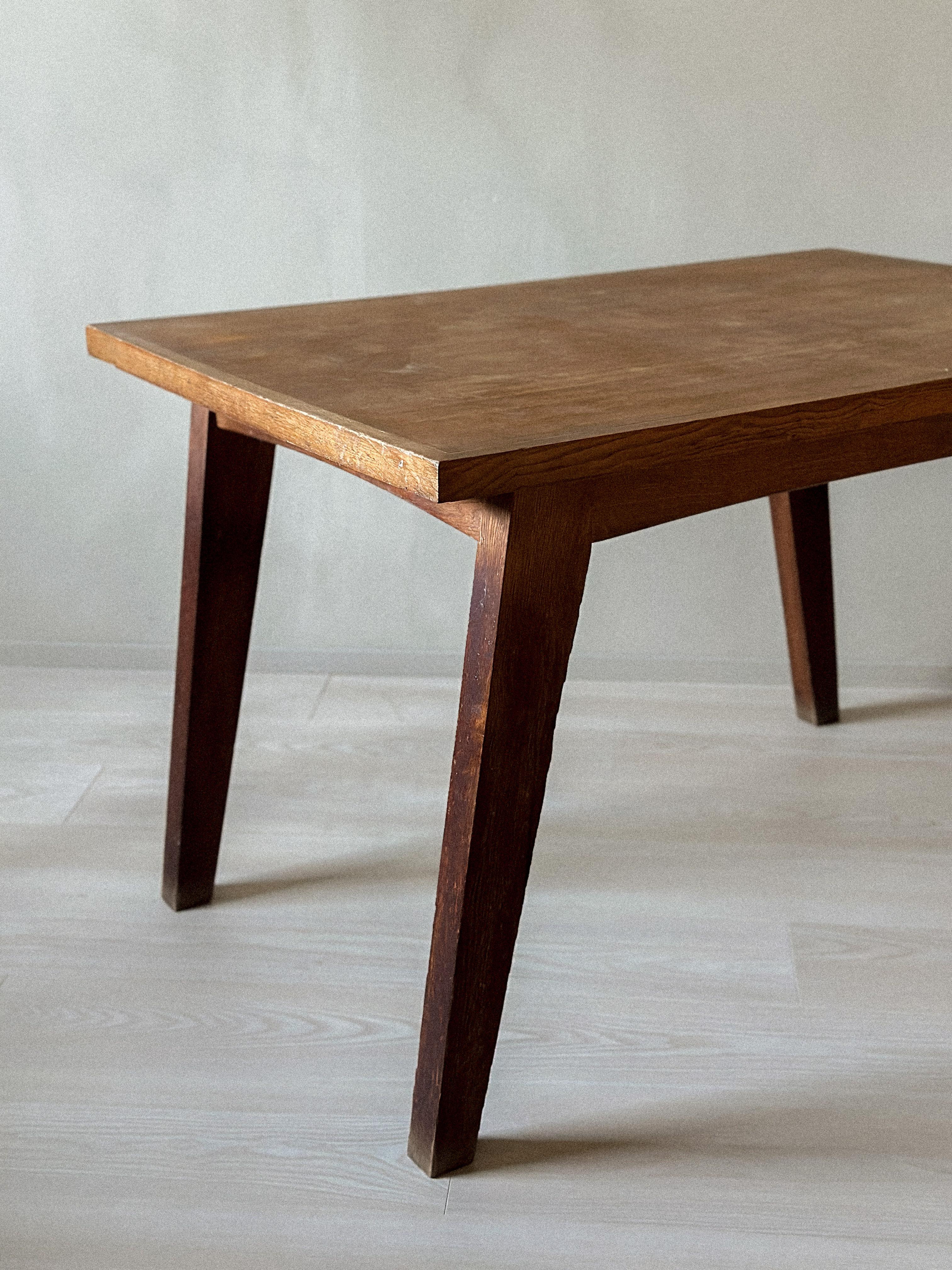 20th Century Vintage French Oak Dining Table in Style of Pierre Jeanneret, France, 1950s For Sale