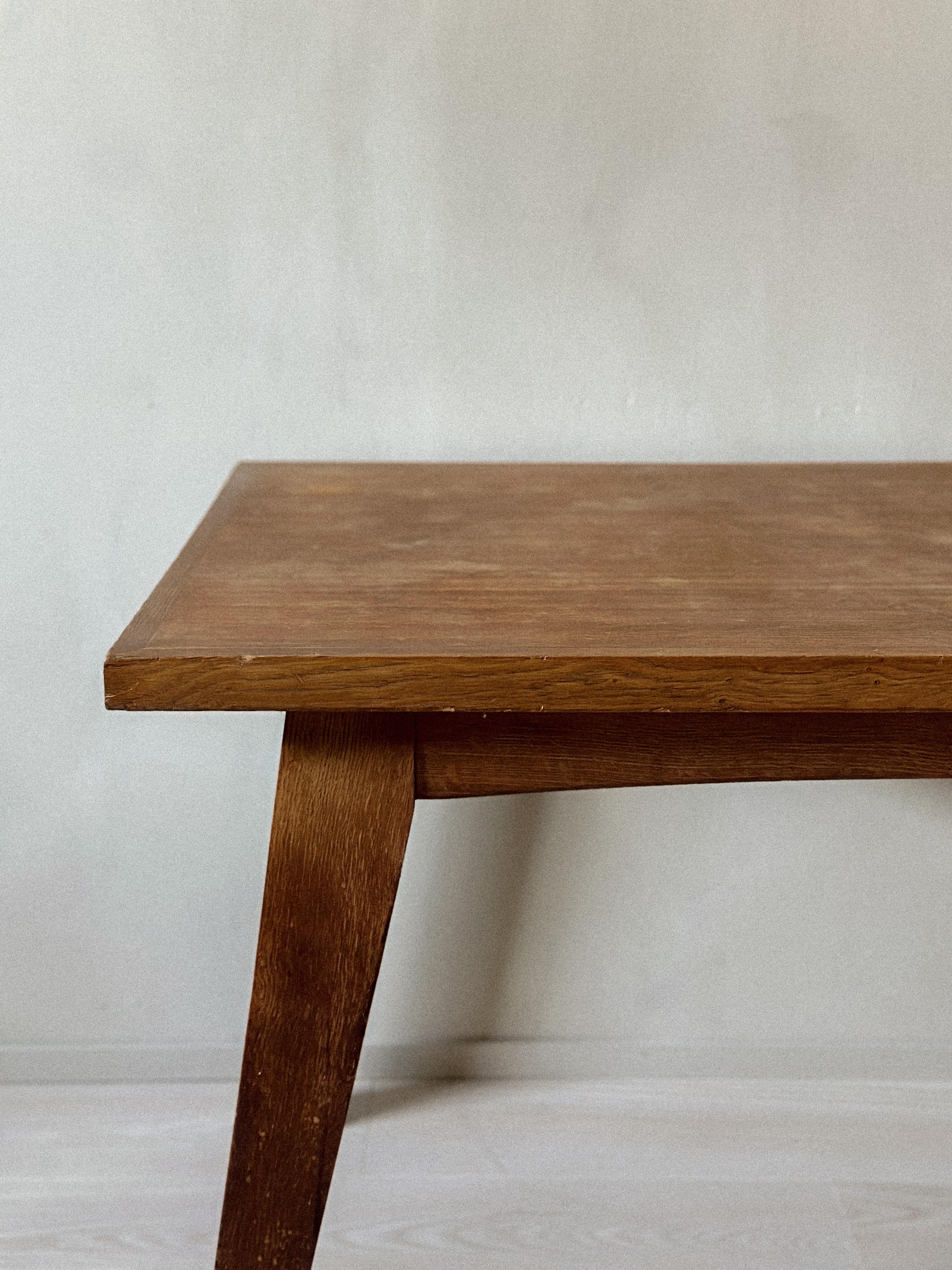 20th Century Vintage French Oak Dining Table in Style of Pierre Jeanneret, France, 1950s For Sale