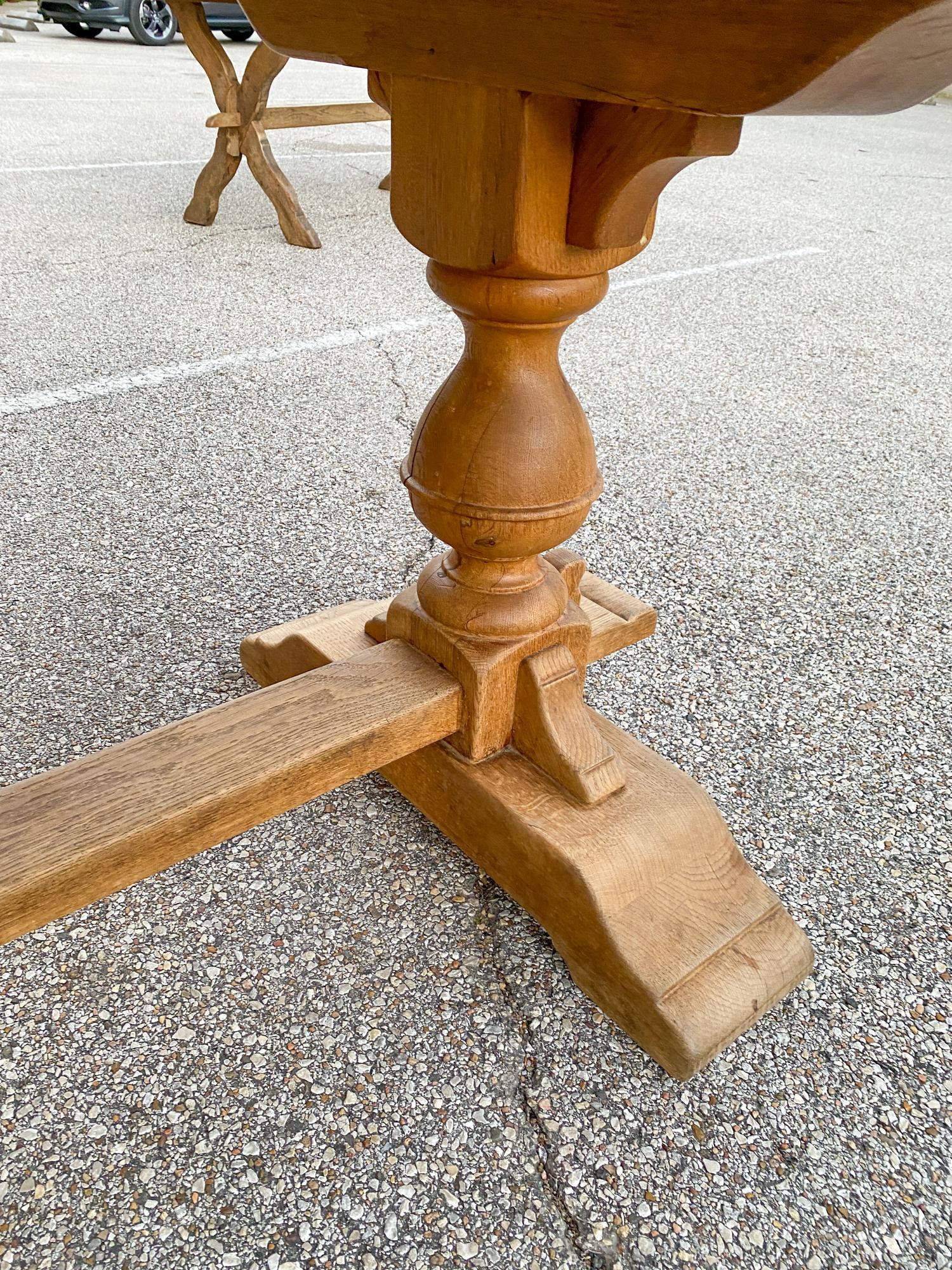 Vintage French Oak Double Pedestal Table with Detailed Top 4
