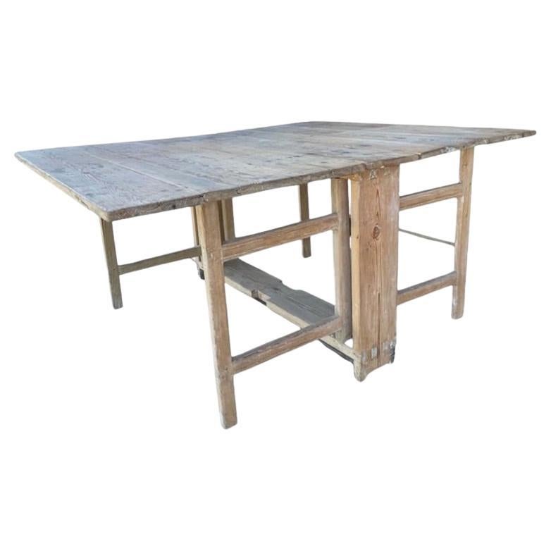 Vintage French Oak Wooden Farm Table  For Sale