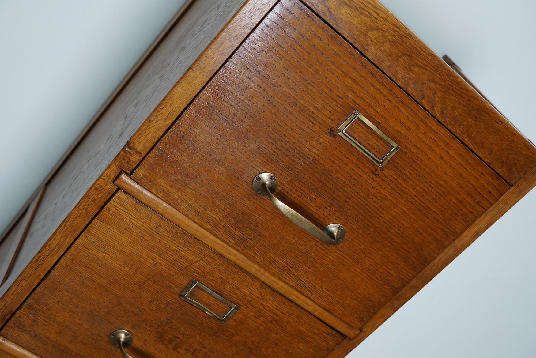 Vintage French Oak Filing Cabinet, 1930s 9