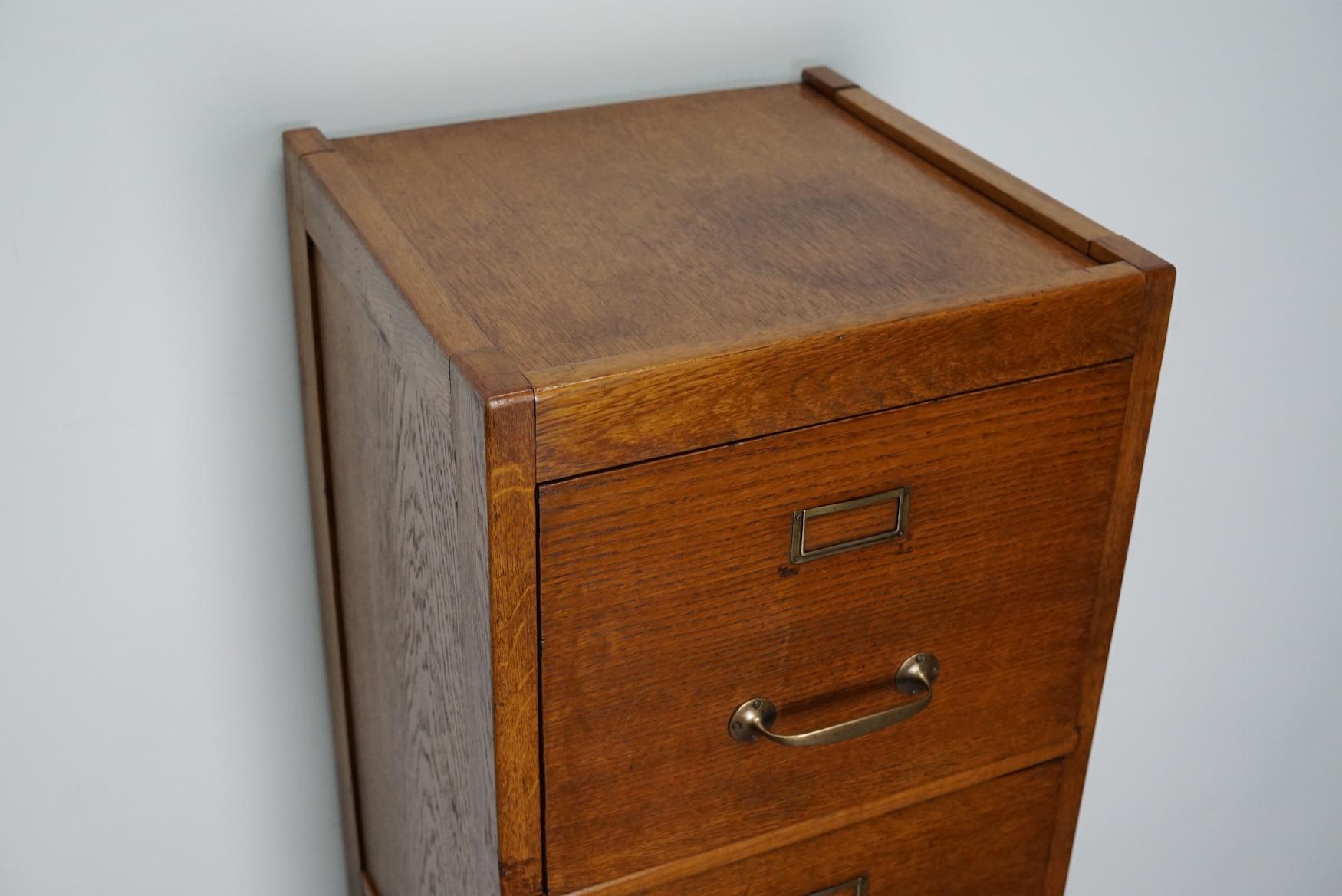 Industrial Vintage French Oak Filing Cabinet, 1930s