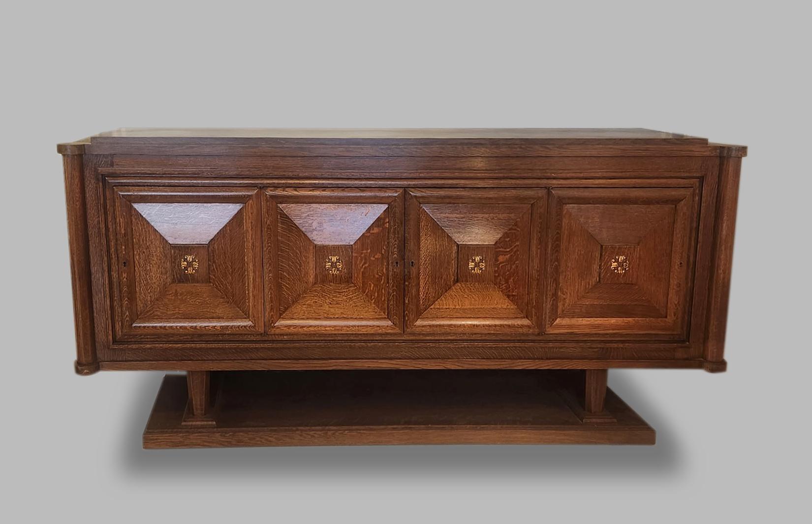 Vintage French Oak Sideboard with Bronze Mounts For Sale 2