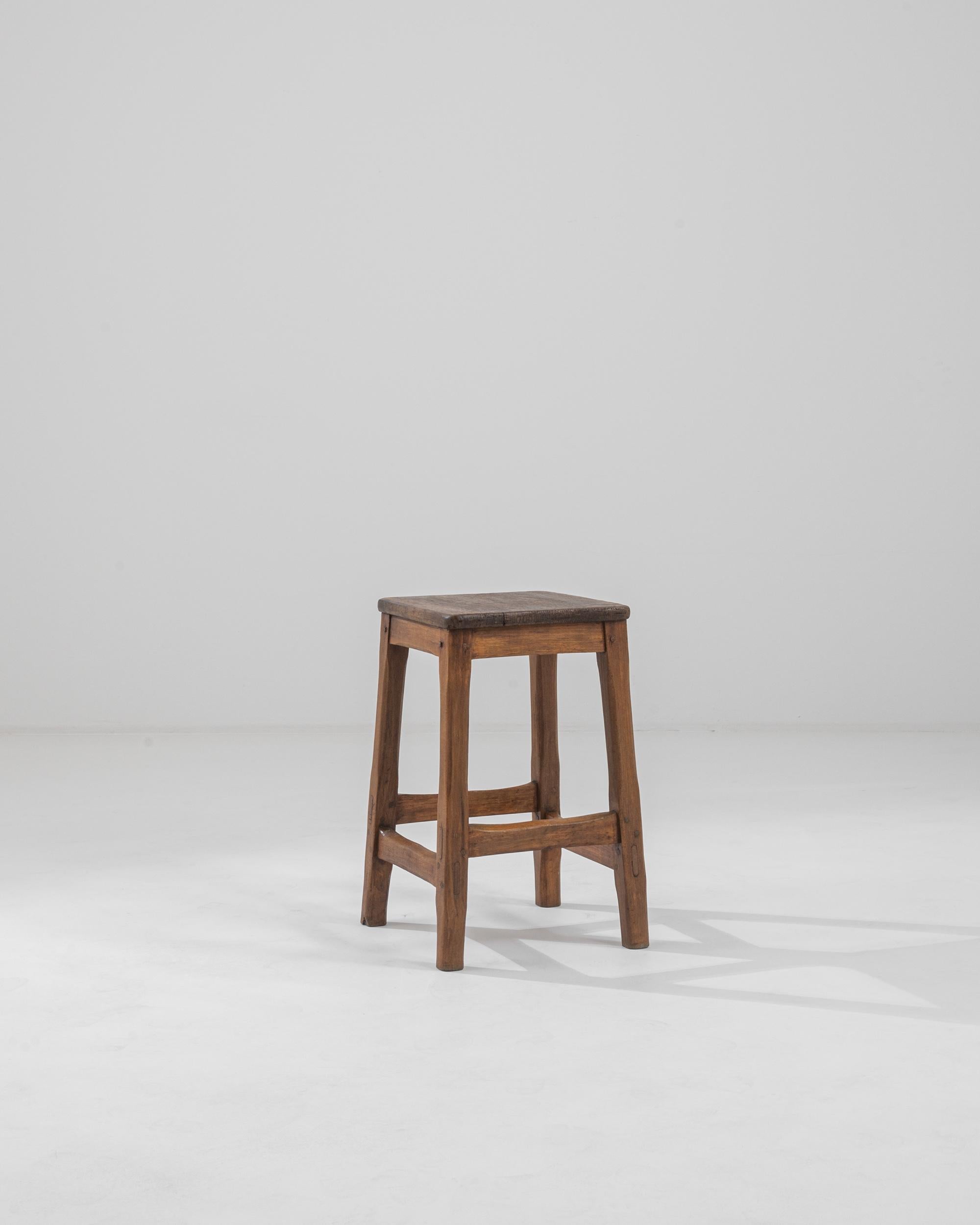 Vintage French Oak Stool For Sale at 1stDibs