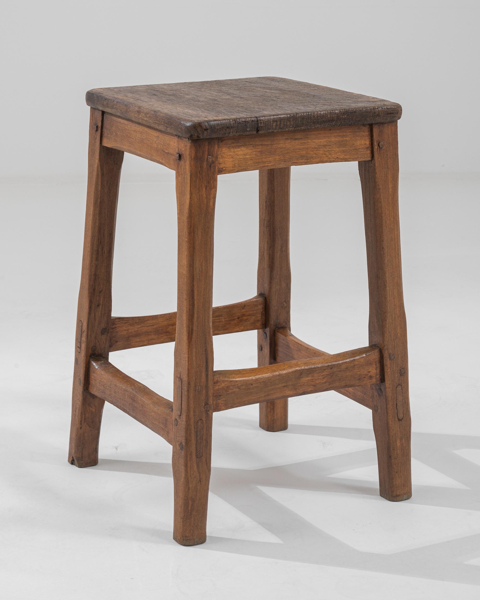 Vintage French Oak Stool For Sale at 1stDibs