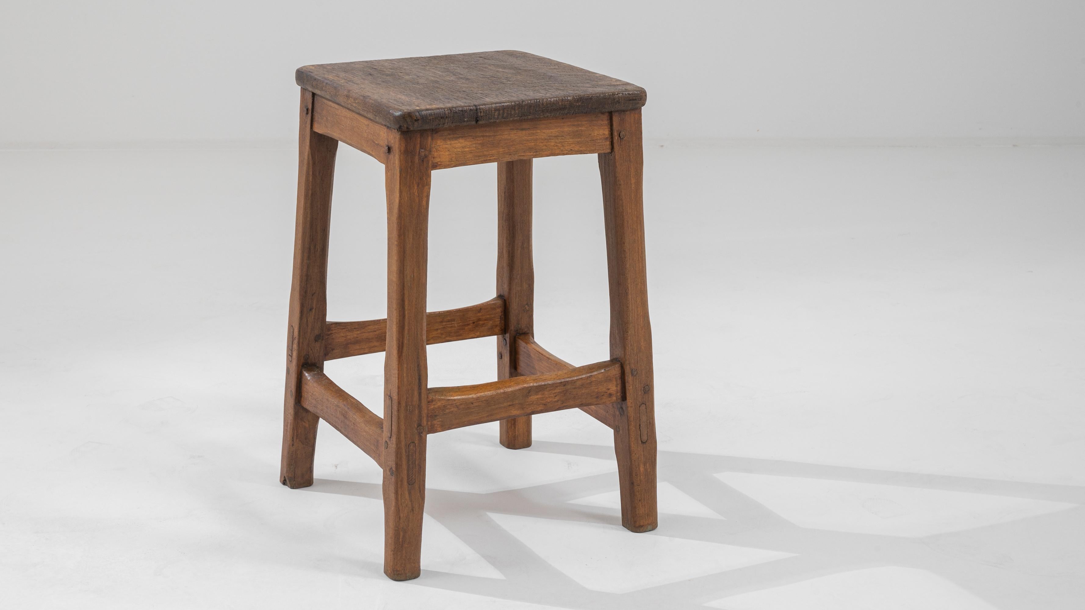 Vintage French Oak Stool For Sale at 1stDibs