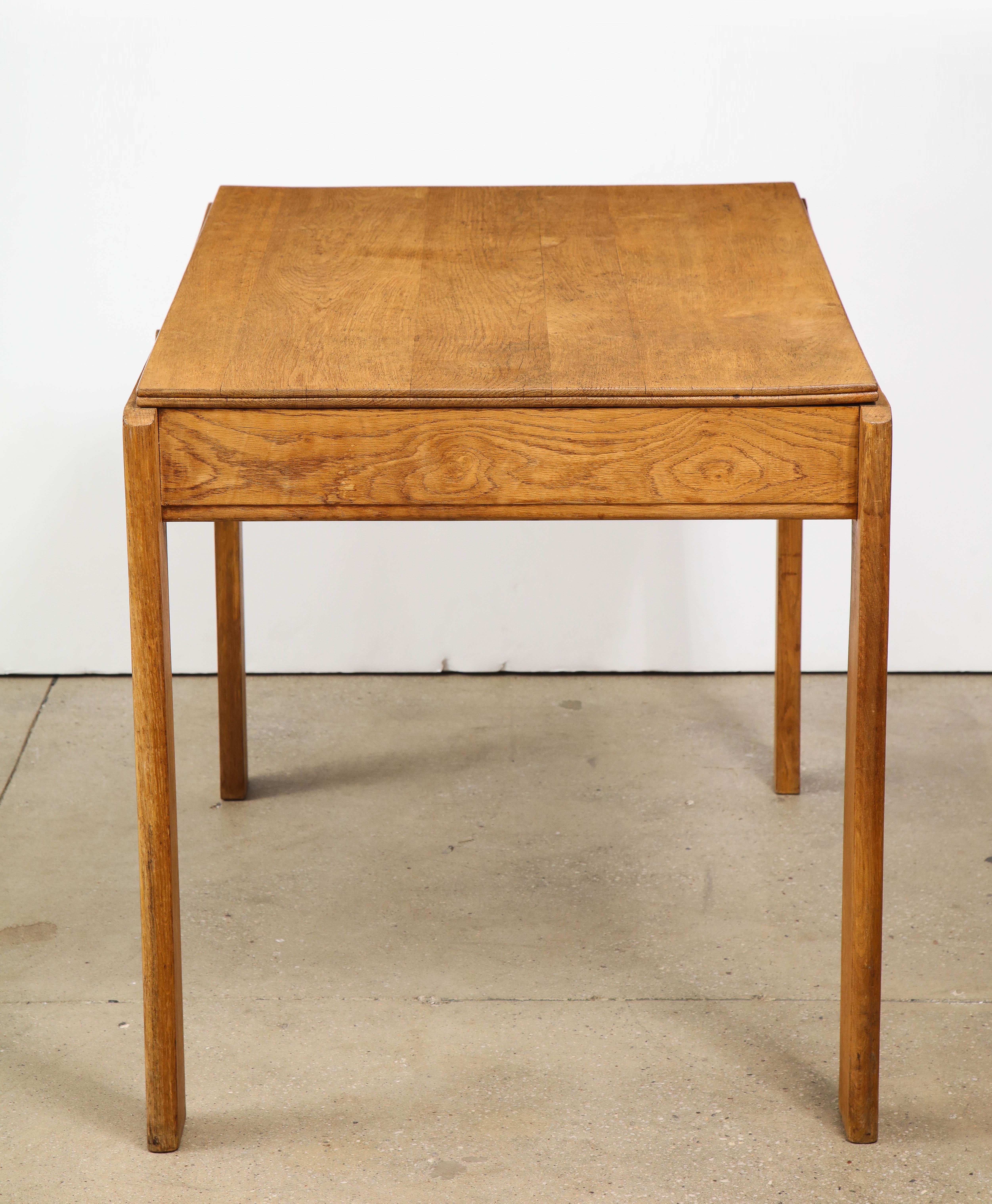 Vintage French Oak Table with Drawer Signed Mercier & Chaleyssin, circa 1940s In Good Condition In New York City, NY