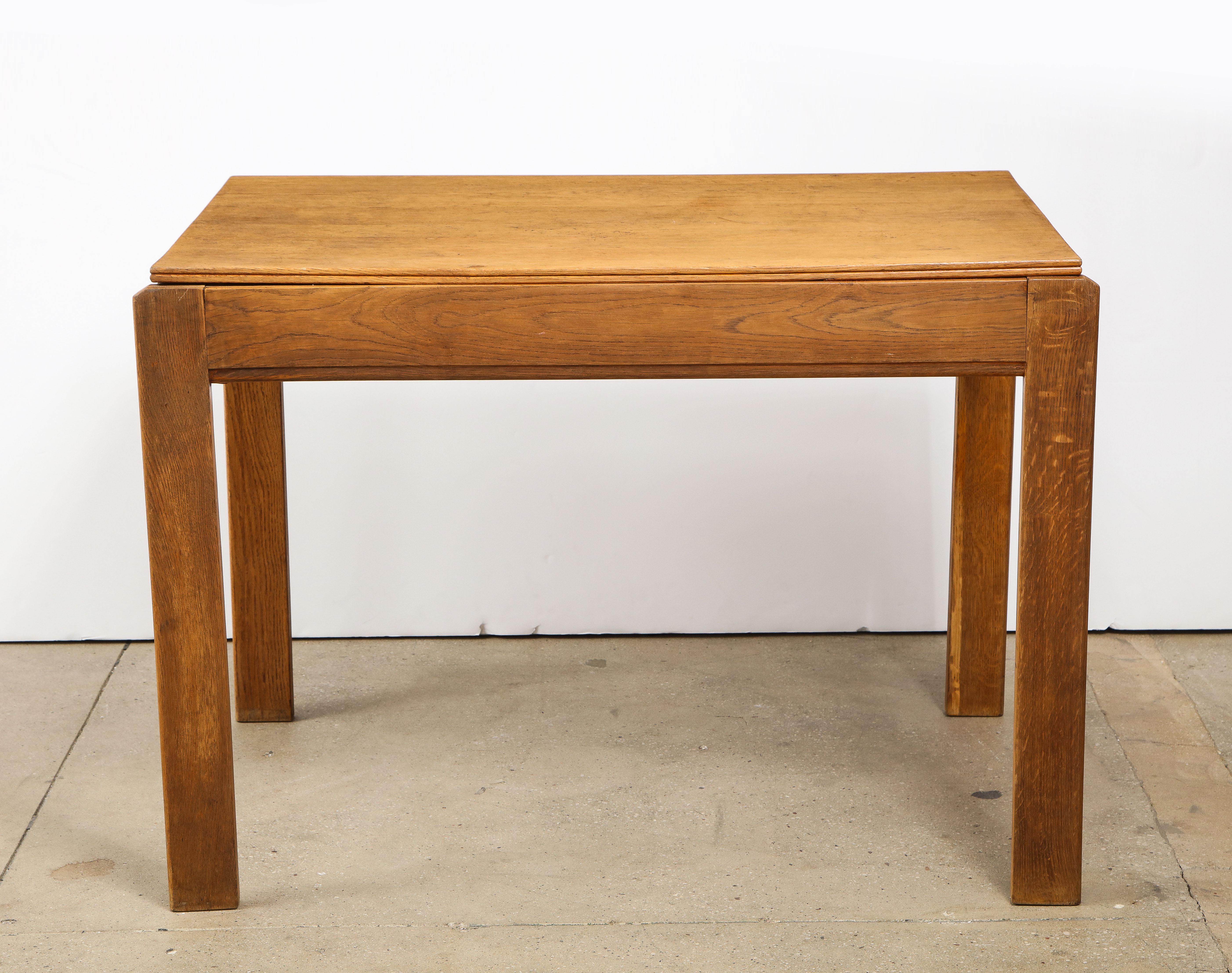 Mid-20th Century Vintage French Oak Table with Drawer Signed Mercier & Chaleyssin, circa 1940s