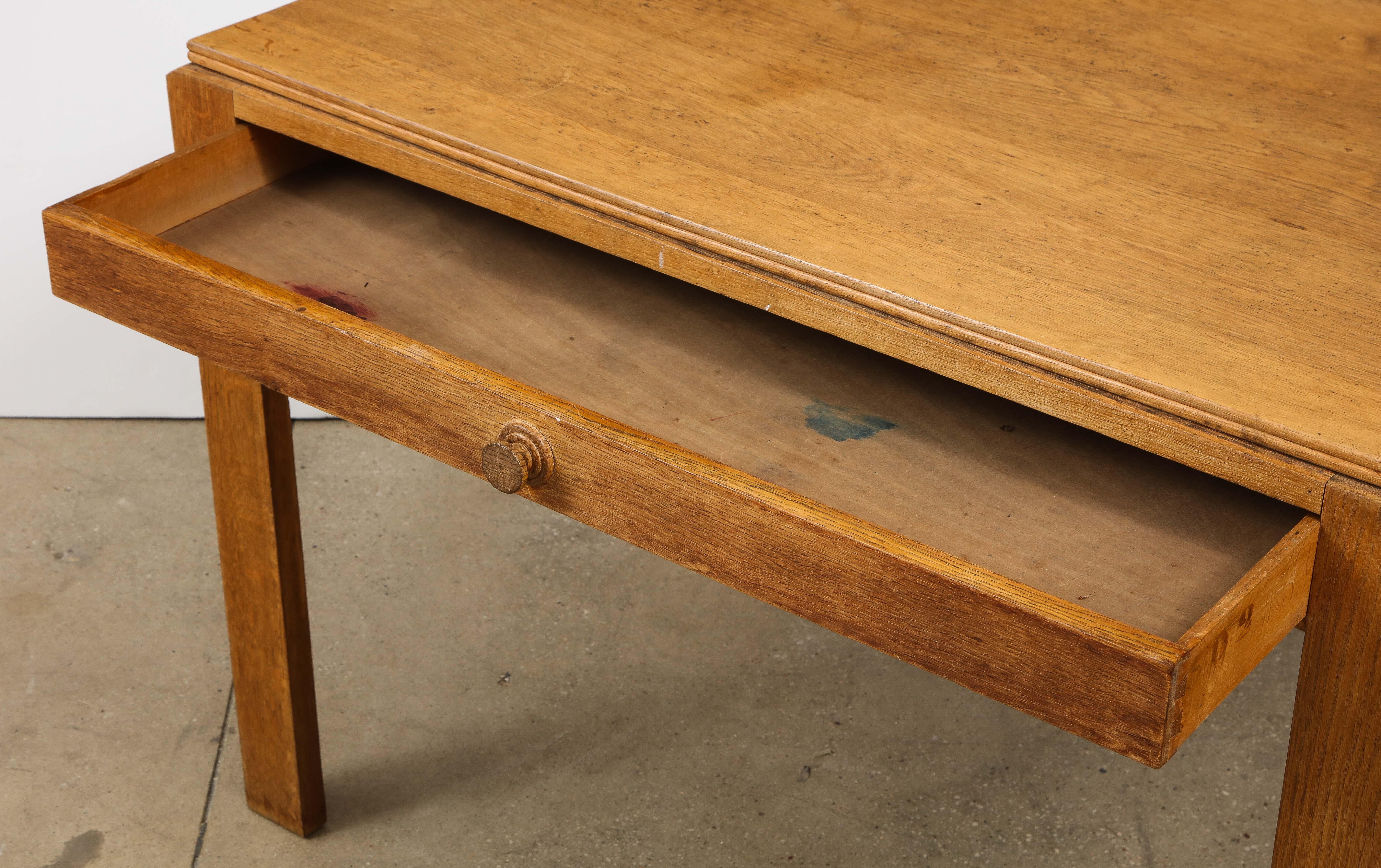 Vintage French Oak Table with Drawer Signed Mercier & Chaleyssin, circa 1940s 2