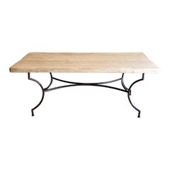 Vintage French Oak Table with Iron Base