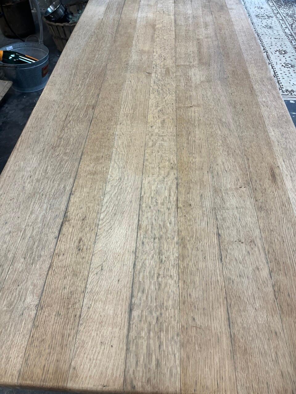 Vintage French Oak Trestle / Dining Table, well made, hand carved oak 