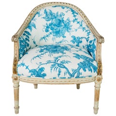 Vintage French Occasional Chair Upholstered in Schumacher Fabric