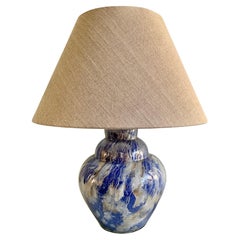Vintage French "Ocean" Mouth Blown Glass Table Lamp 1930s