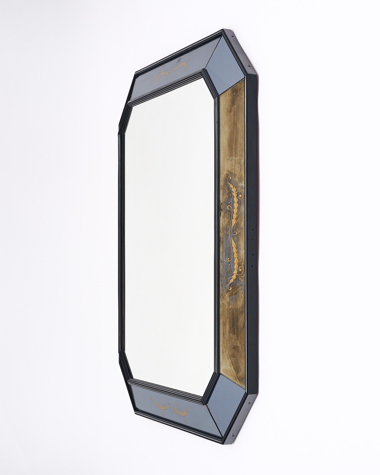Mid-Century Modern Miroir octogonal français vintage en vente