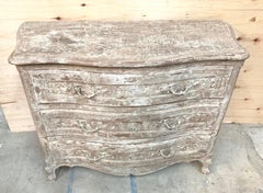 Vintage French Off White Painted and Distressed Three Drawer Dresser