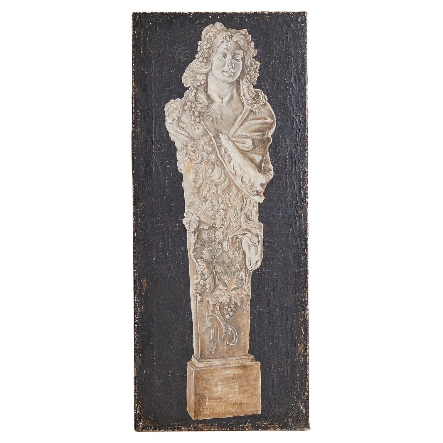 Vintage French Oil on Canvas Painting of a Classical Caryatid No. 02 im Angebot