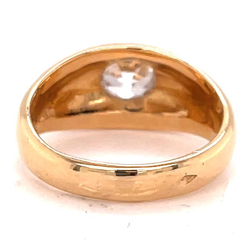 Vintage French Old Mine Cut Diamond 18 Karat Gold Bezel Set Ring 2