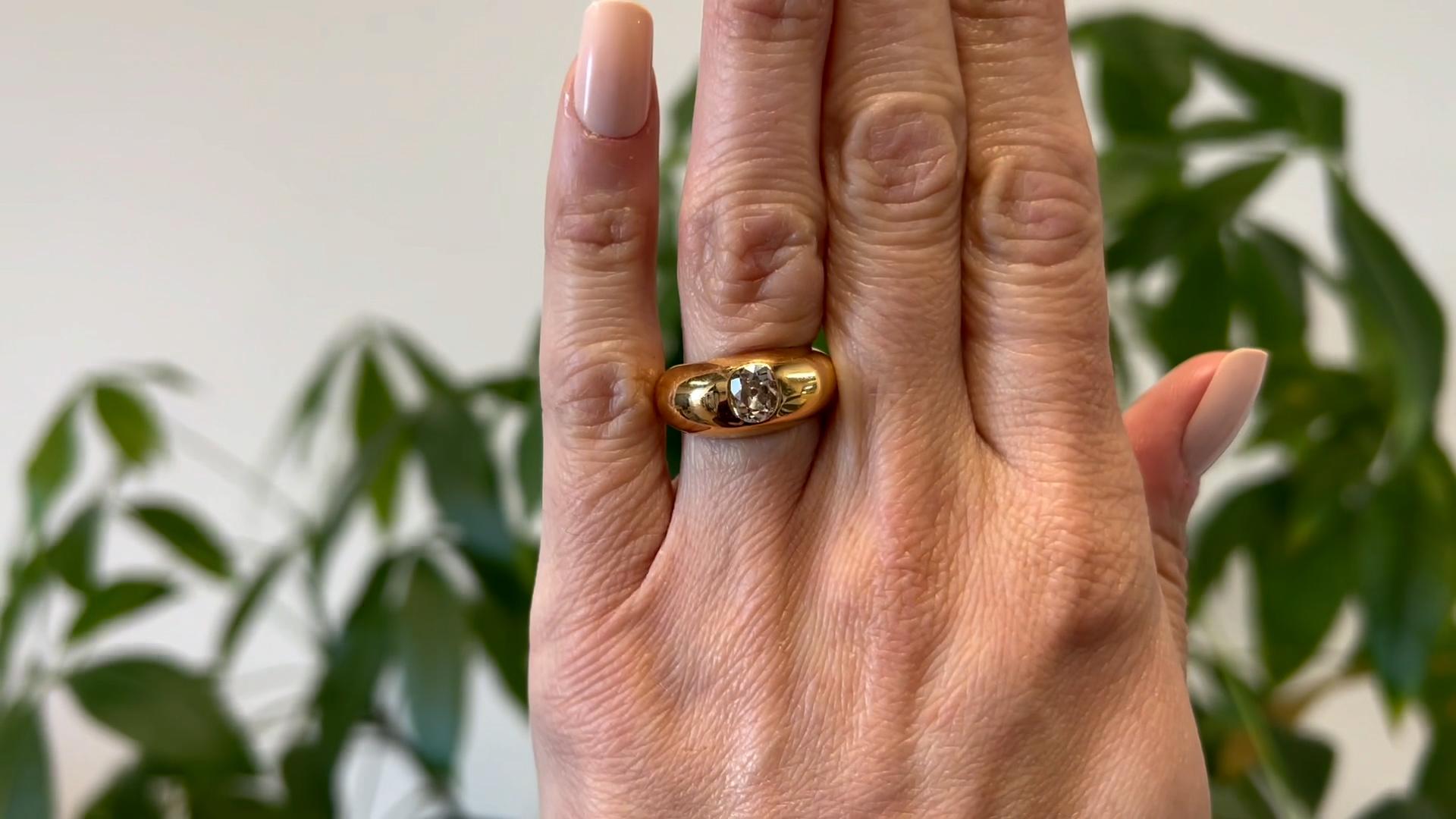Taglio vecchia miniera Anello a cupola in oro giallo 18 carati con diamante d'epoca francese taglio miniera