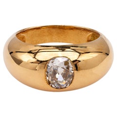 Vintage French Old Mine Cut Diamond 18k Gelbgold Dome Ring