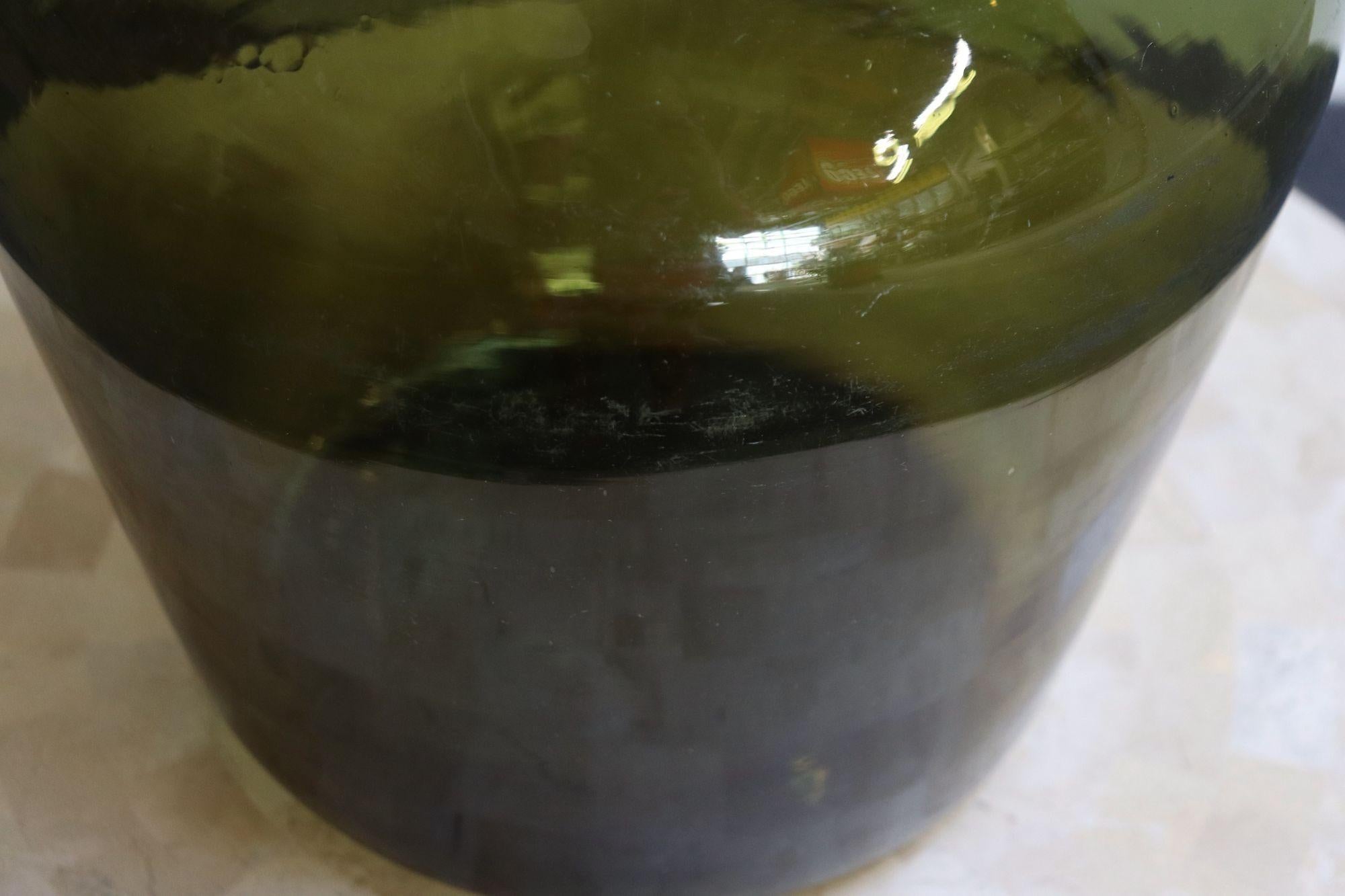 Damigiana & damigiana francese vintage di colore verde oliva in vendita 1