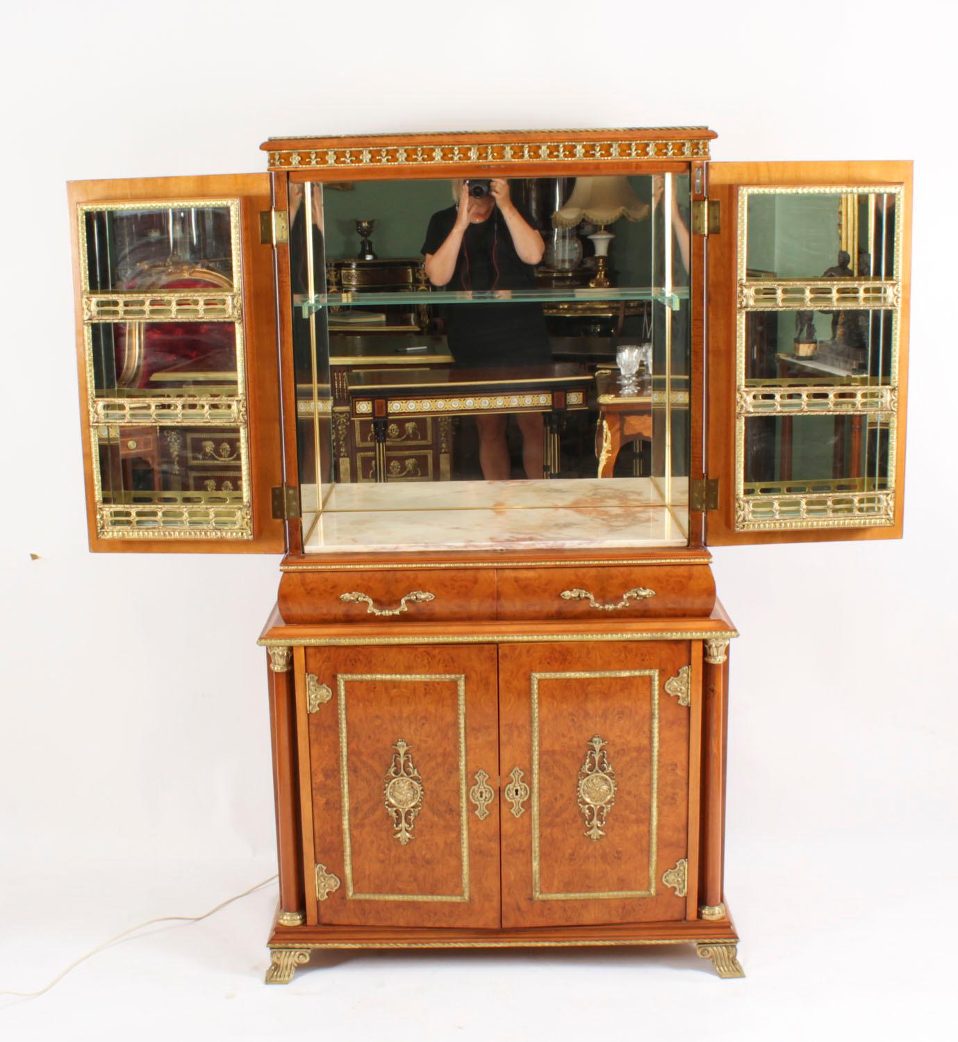 Vintage French Ormolu Mounted Burr Walnut Cocktail Cabinet C1930 8