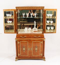 Vintage French Ormolu Mounted Burr Walnut Cocktail Cabinet C1930