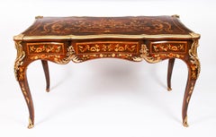 Vintage French Ormolu Mounted Marquetry Bureau Plat Desk 20th Century