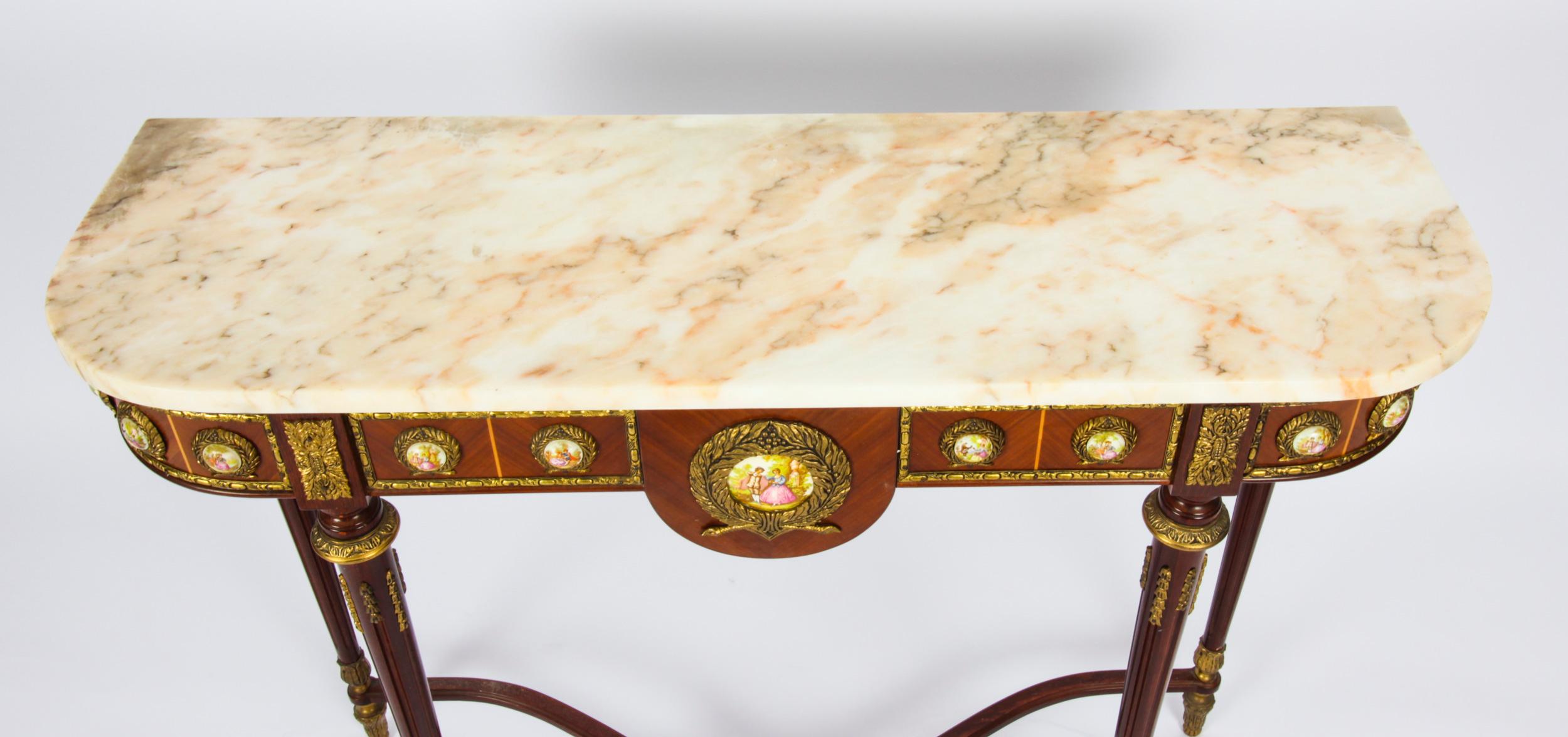 Vintage French Ormolu & Porcelain Mounted Console Table Mid 20th Century In Good Condition In London, GB