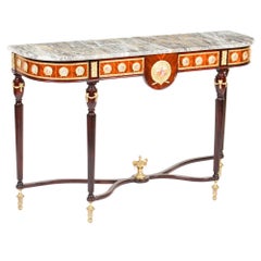 Vintage French Ormolu and Porcelain-Mounted Console Table, Mid-20th Century