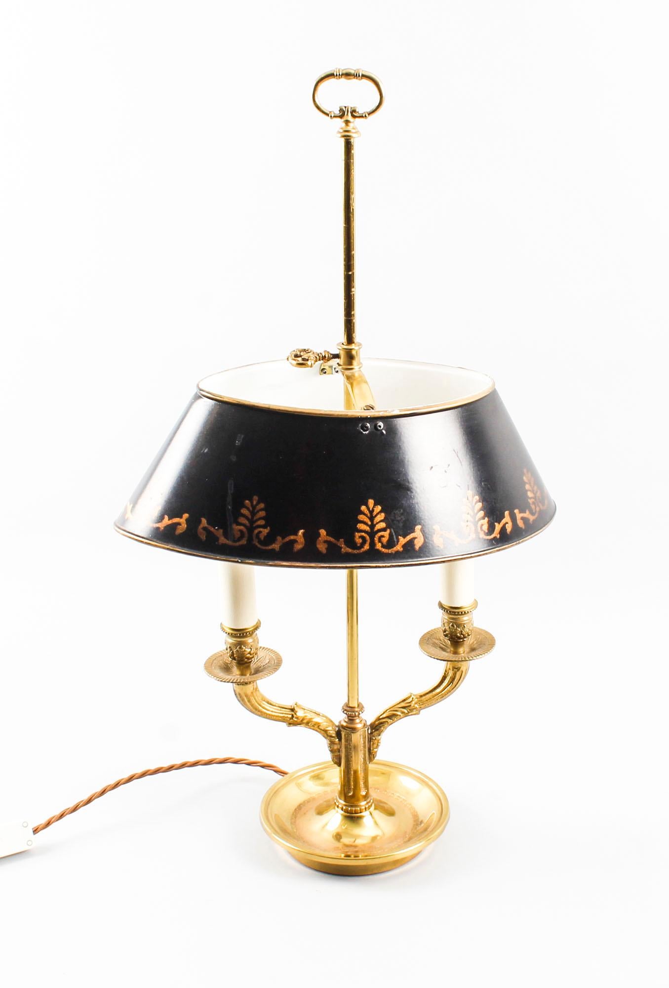 Vintage French Ormolu and Toleware Bouillotte Lamp, Midcentury 6