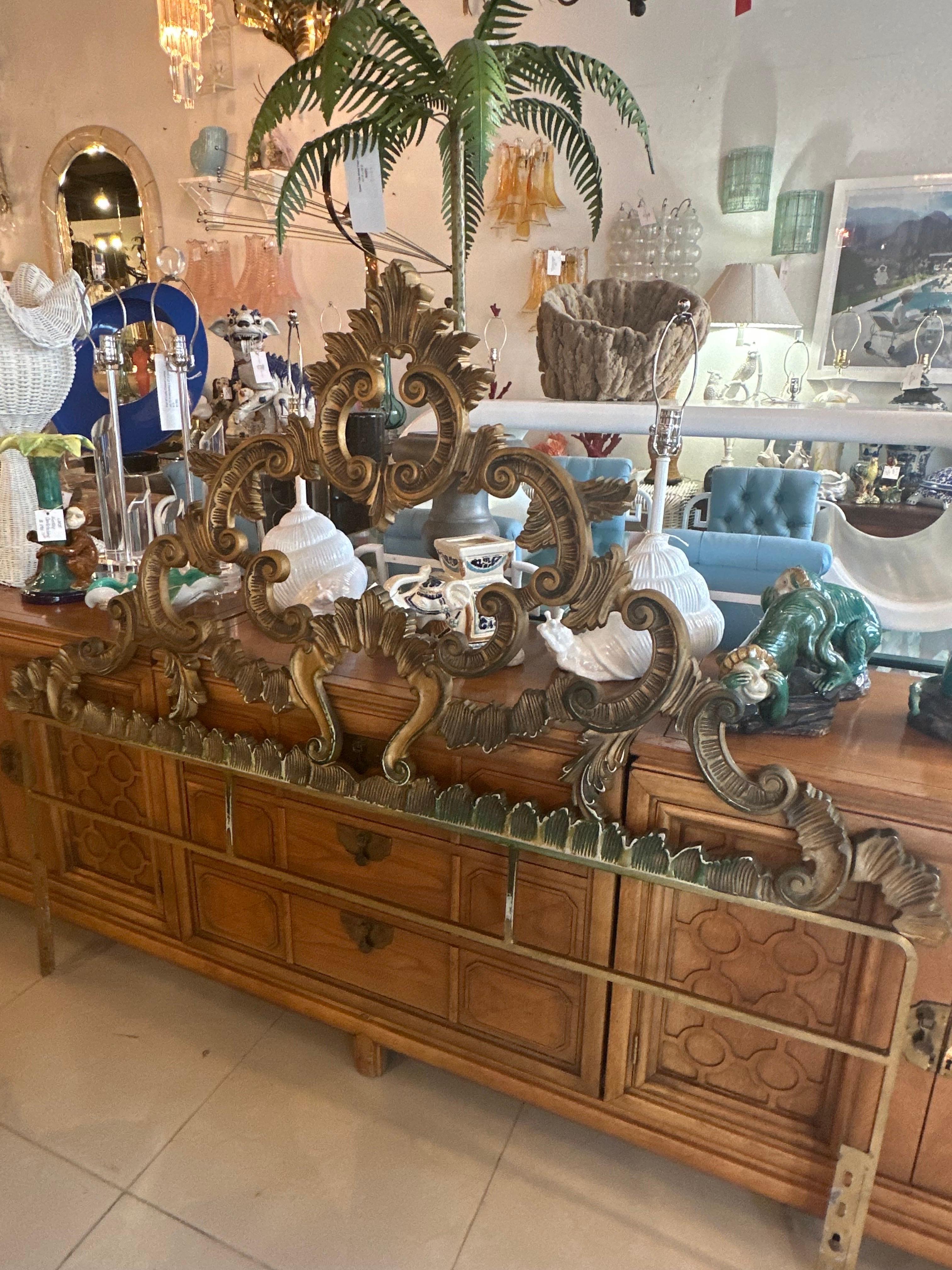 Vintage French Ornate Metal Full Size Headboard Bed  In Good Condition For Sale In West Palm Beach, FL