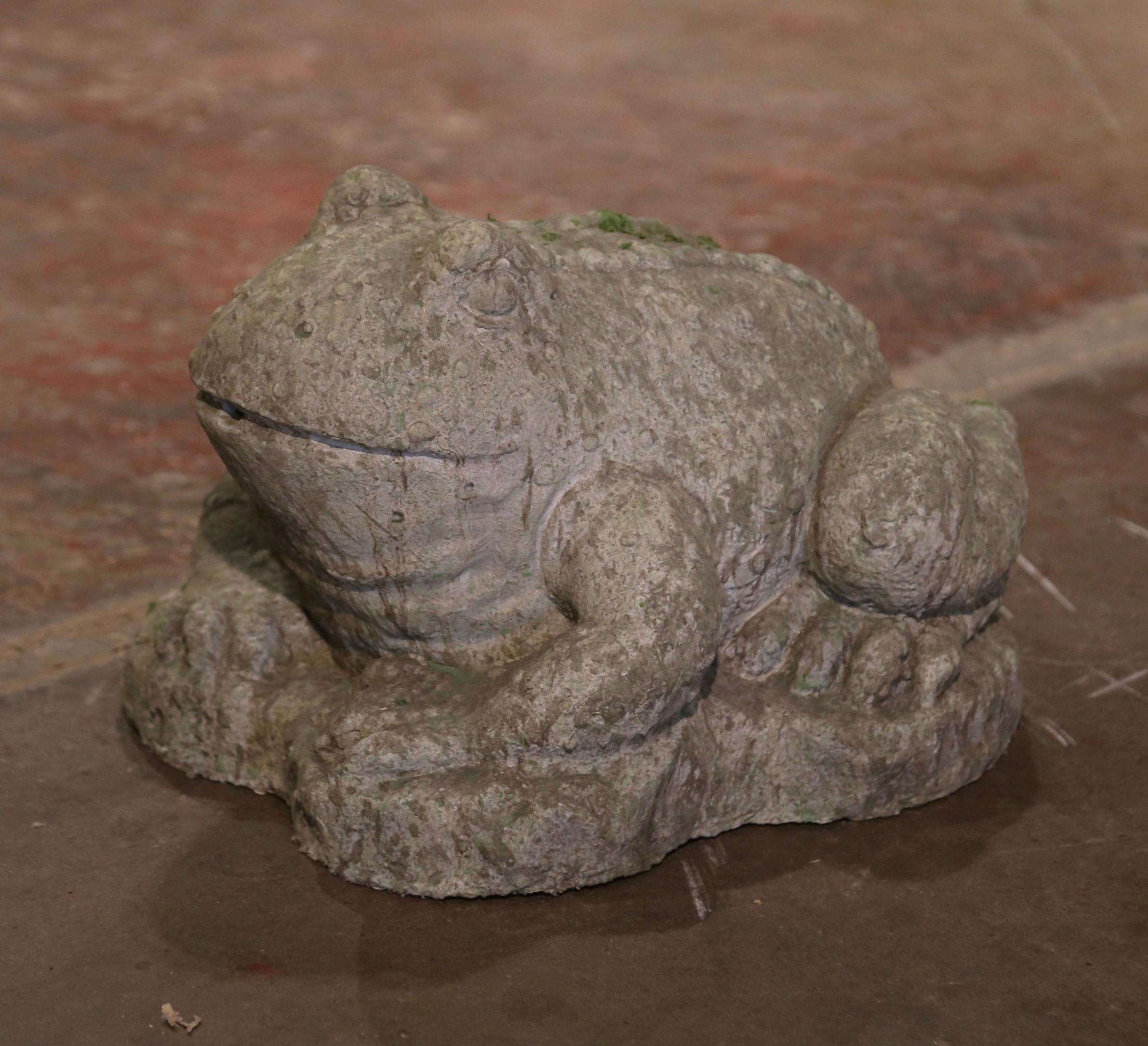 sapo pintado en piedra