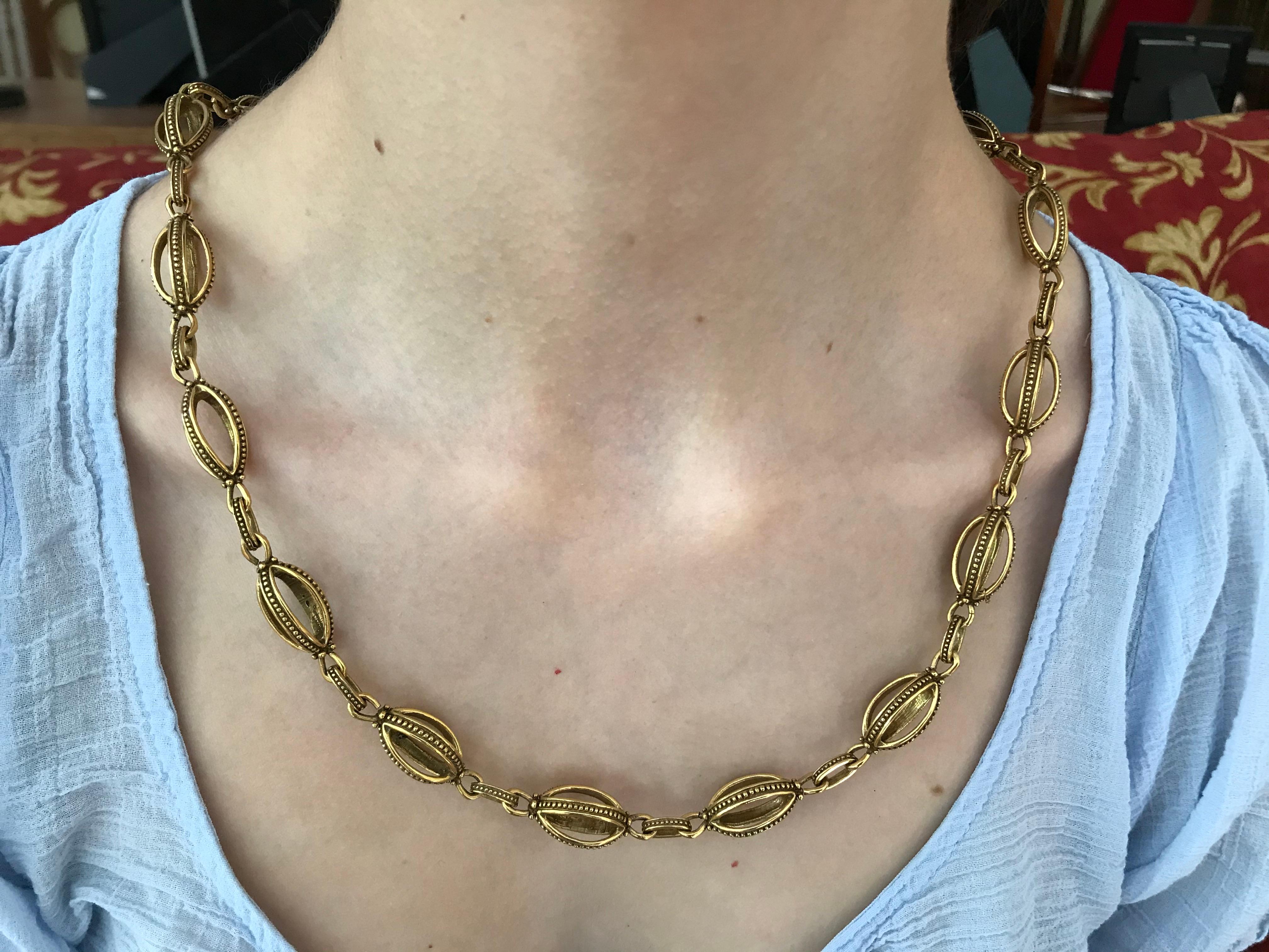 Vintage French Oval Link Necklace, 1950s For Sale 3