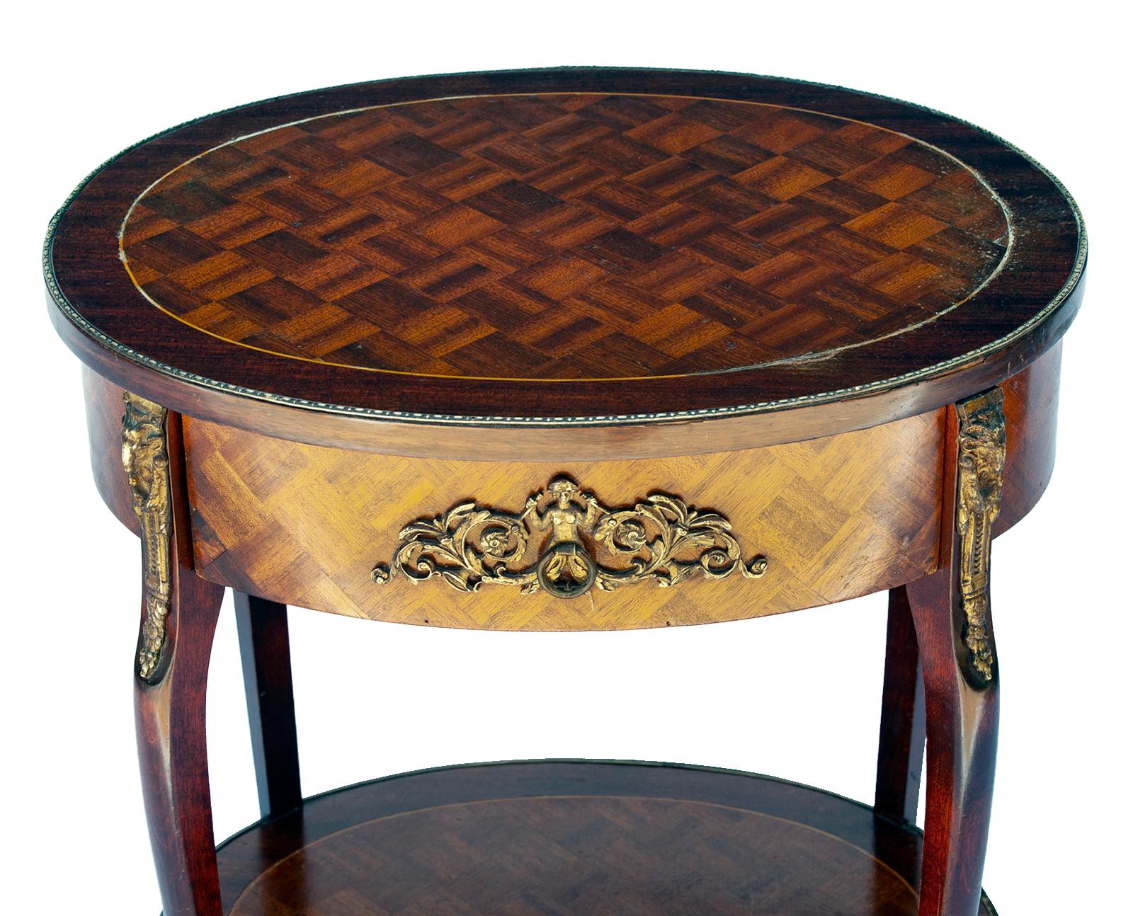 Vintage French Oval Marquetry Occasional Table/nightstand  For Sale 5