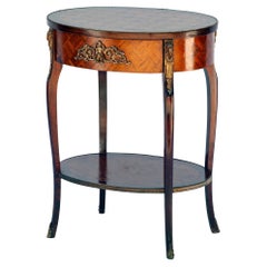 Vintage French Oval Marquetry Occasional Table/nightstand 
