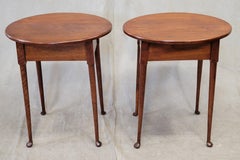 Vintage French Oval Pad Foot Side Tables, a Pair