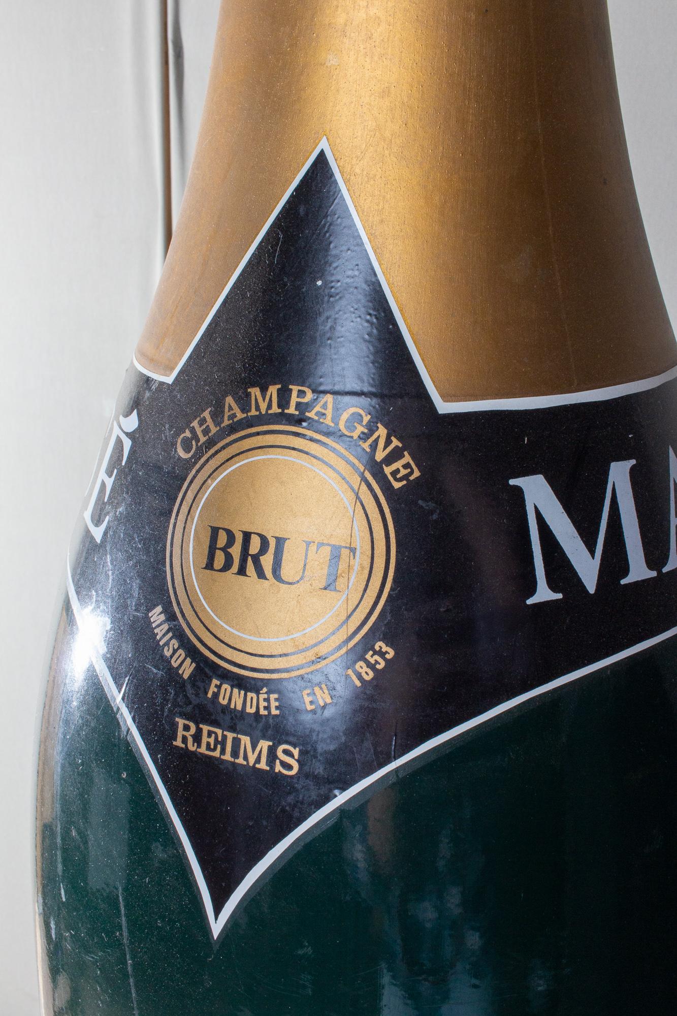 Vintage French Oversized Champagne Massé Bottle Prop In Good Condition In Houston, TX