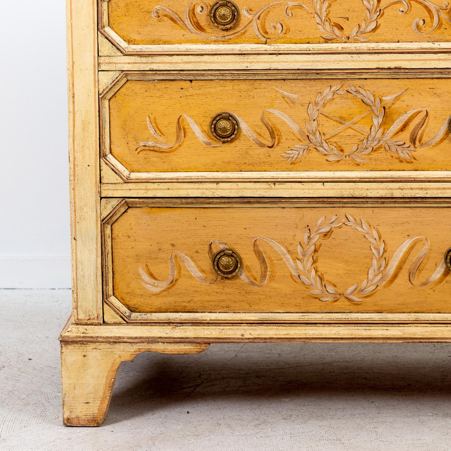 Hand-Painted Vintage French Painted Chest For Sale