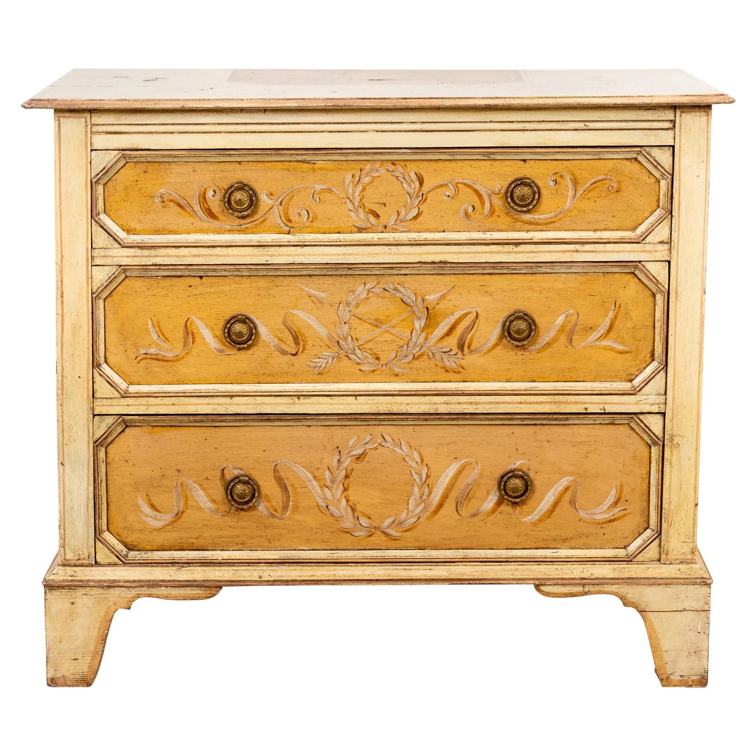 Vintage French Painted Chest For Sale