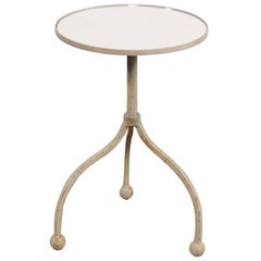 Vintage French Painted Iron Circular Side Table with Tripod Base, circa 1940