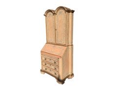 Italian Venetian Pink Chinoiserie Secretary Desk Cabinet