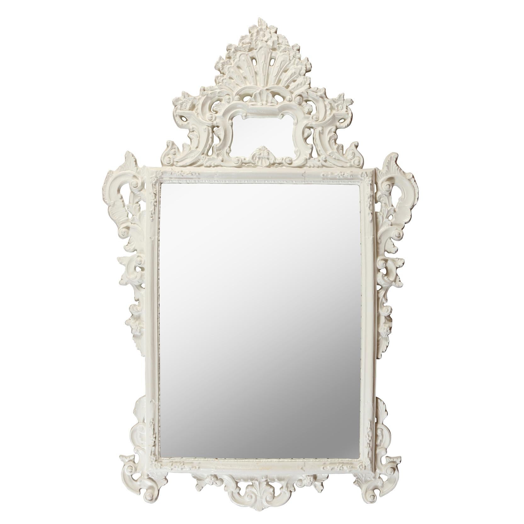 Vintage French Painted Rococo Mirror at 1stDibs