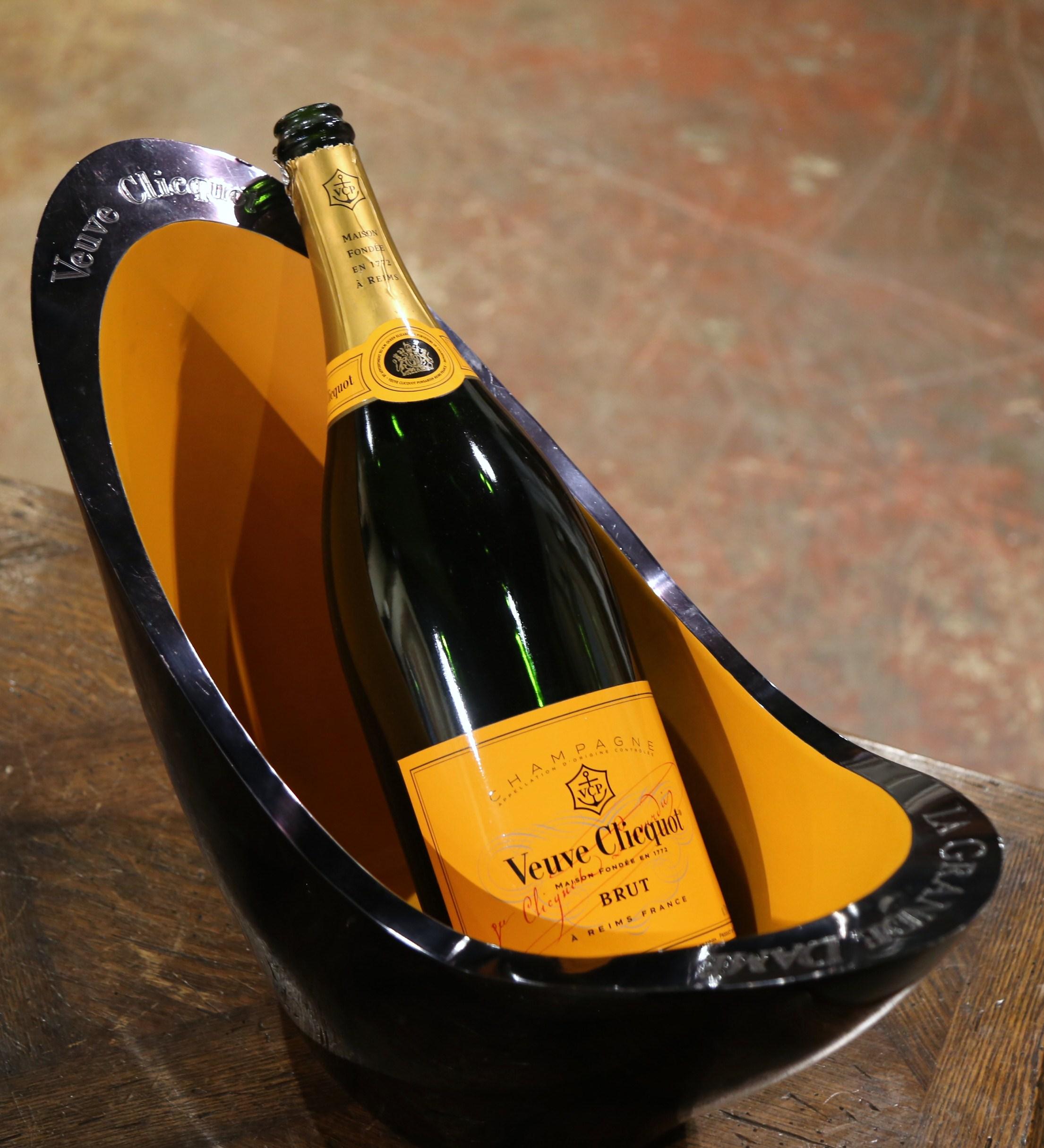 Serve champagne in style with this elegant Jeroboam champagne cooler. Crafted in France circa 1980 and made of stainless steel, the vintage 