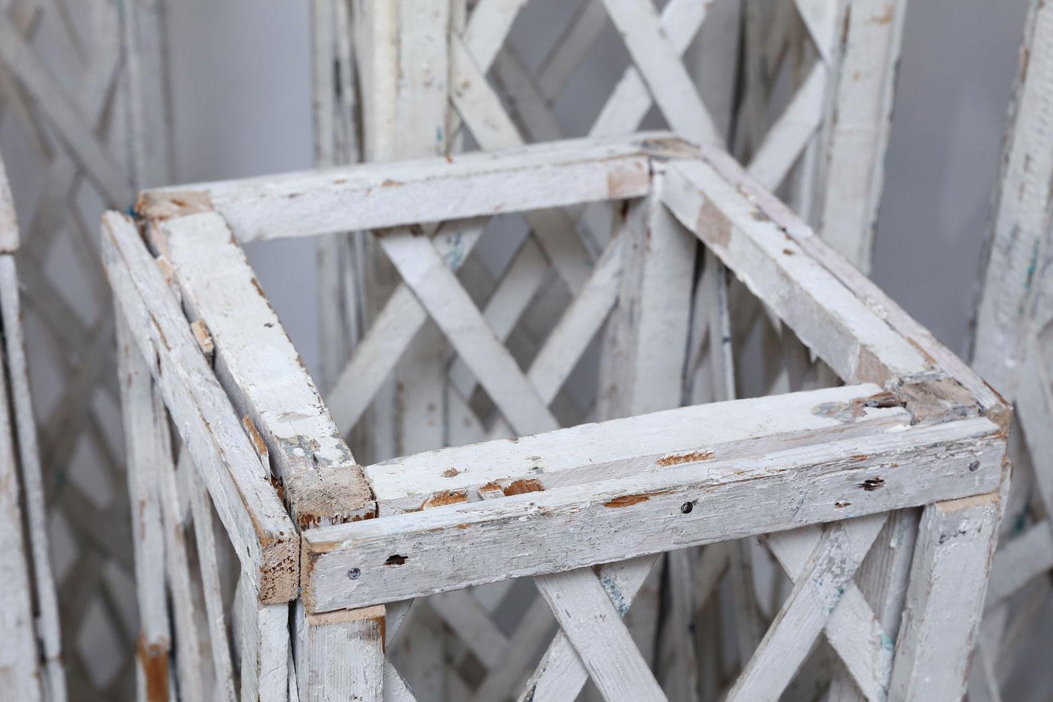 Vintage French White Painted Trellis For Sale 9