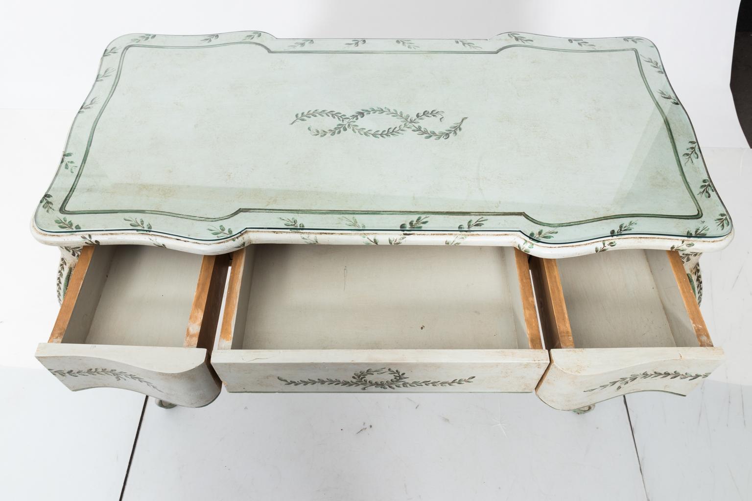 Vintage French Painted Writing Desk In Good Condition In Stamford, CT
