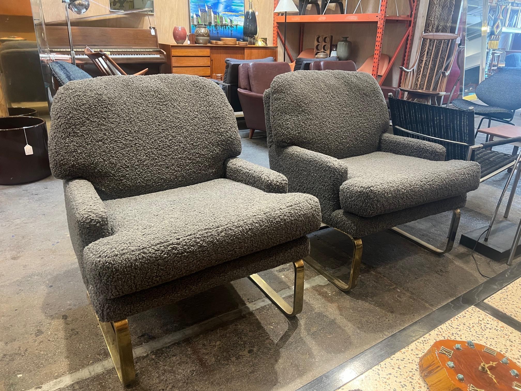 Contemporary Vintage French Pair of Boucle Lounge Chairs  in excellent condition For Sale