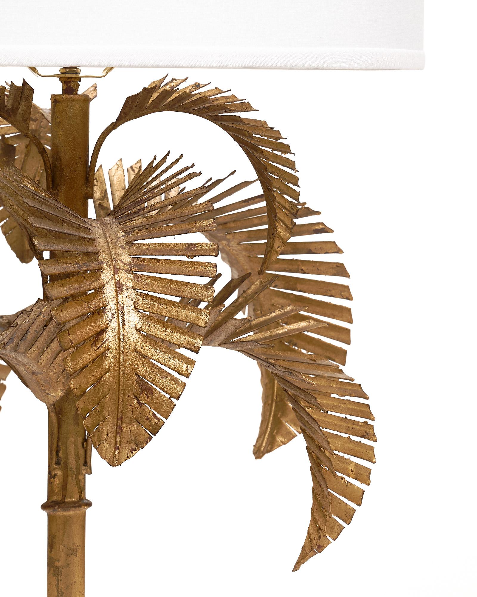 Mid-Century Modern Vintage French Palm Leaf Floor Lamp For Sale