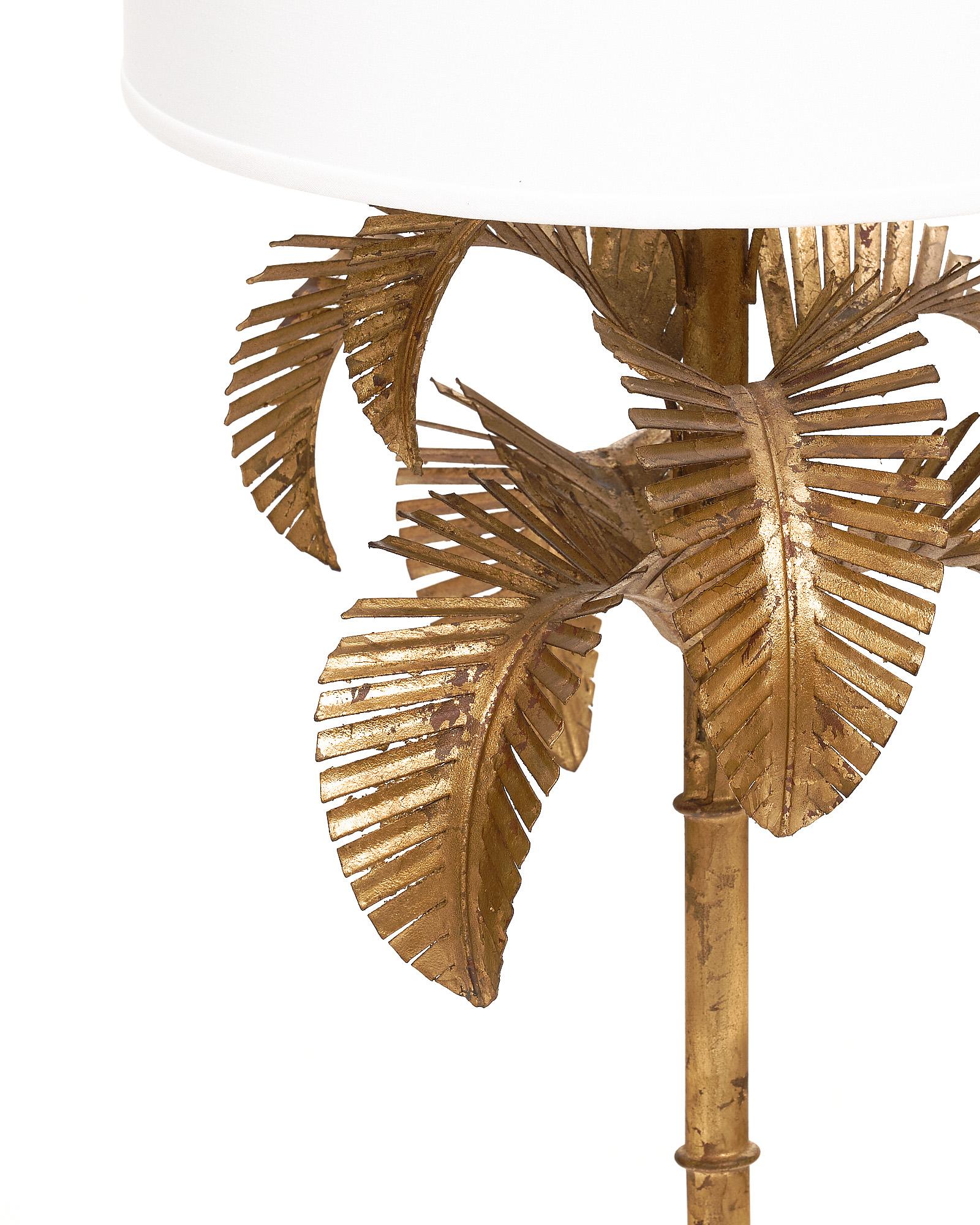 Mid-20th Century Vintage French Palm Leaf Floor Lamp For Sale