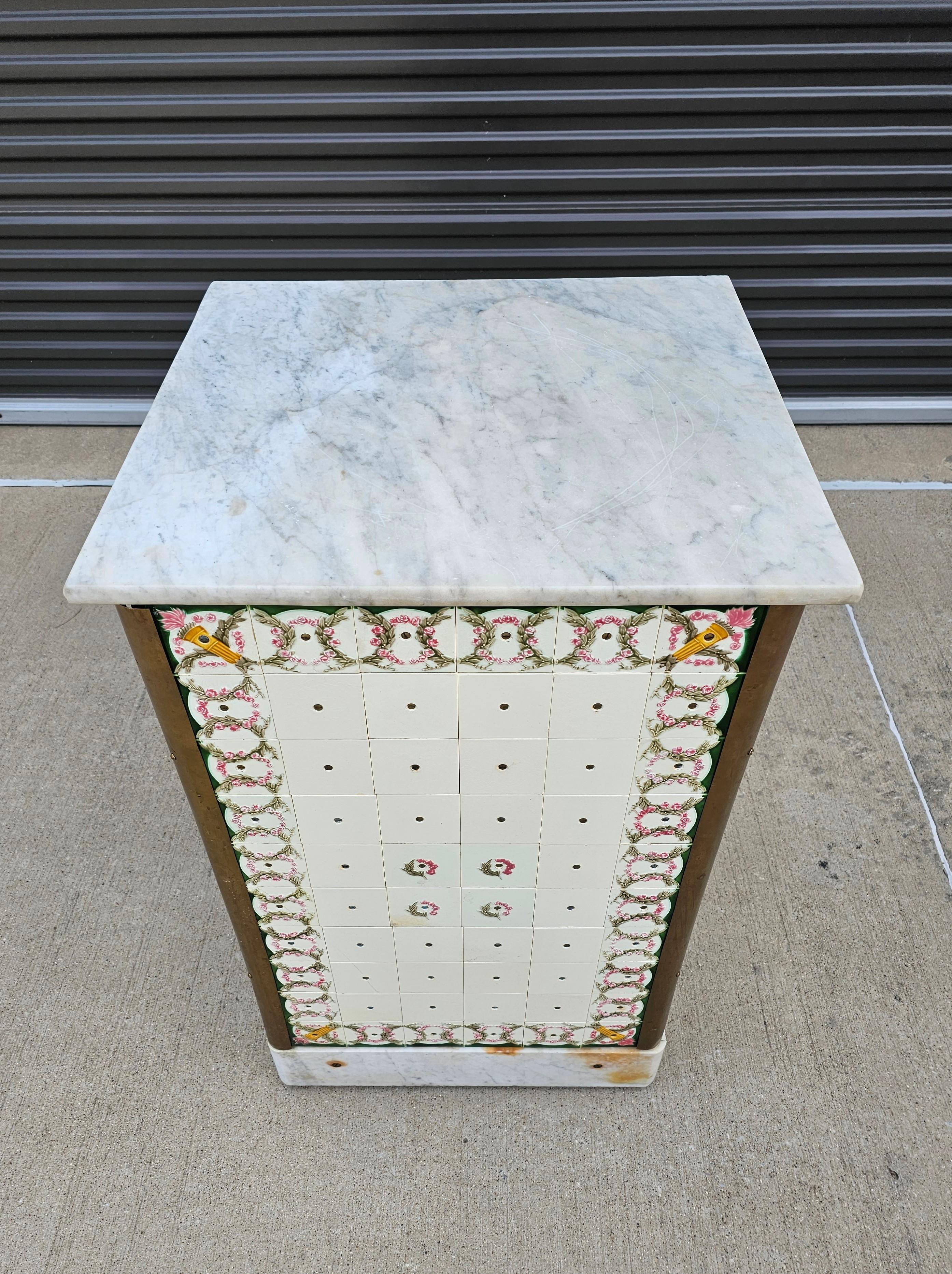 Glazed Vintage French Parisian Industrial Butcher Pastry Shop Tiled Display Counter For Sale