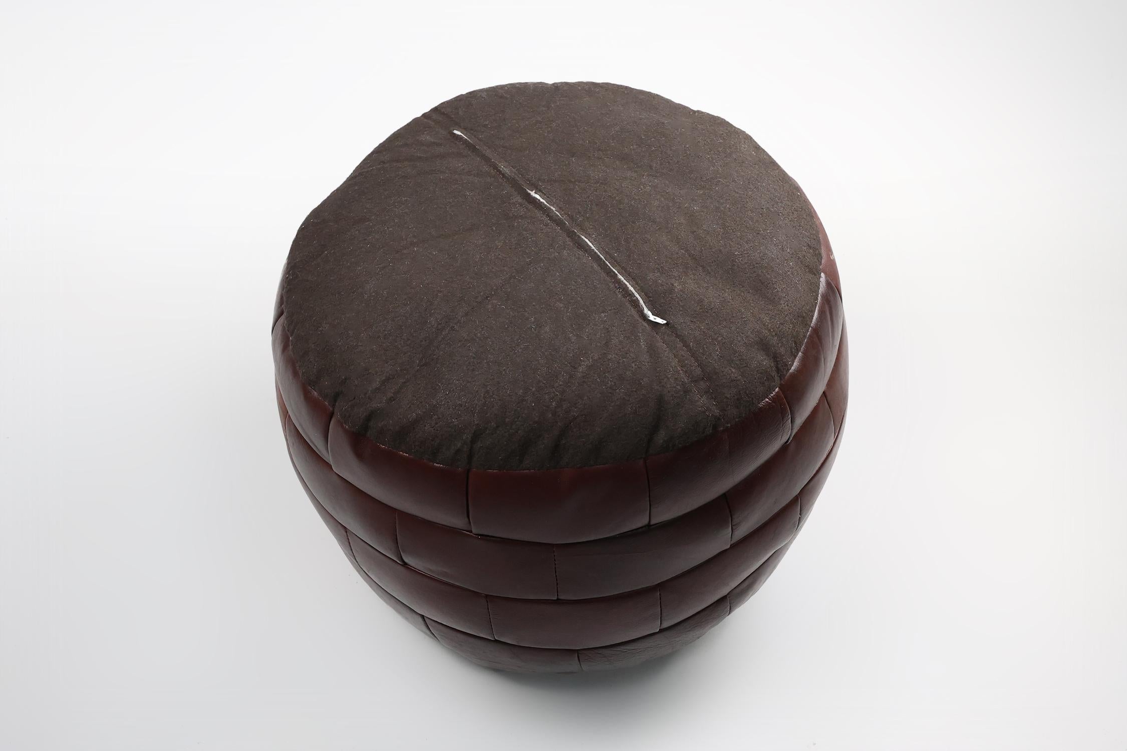 Vintage French patchwork leather ottoman, bean bag or pouf, 1960s For Sale 3